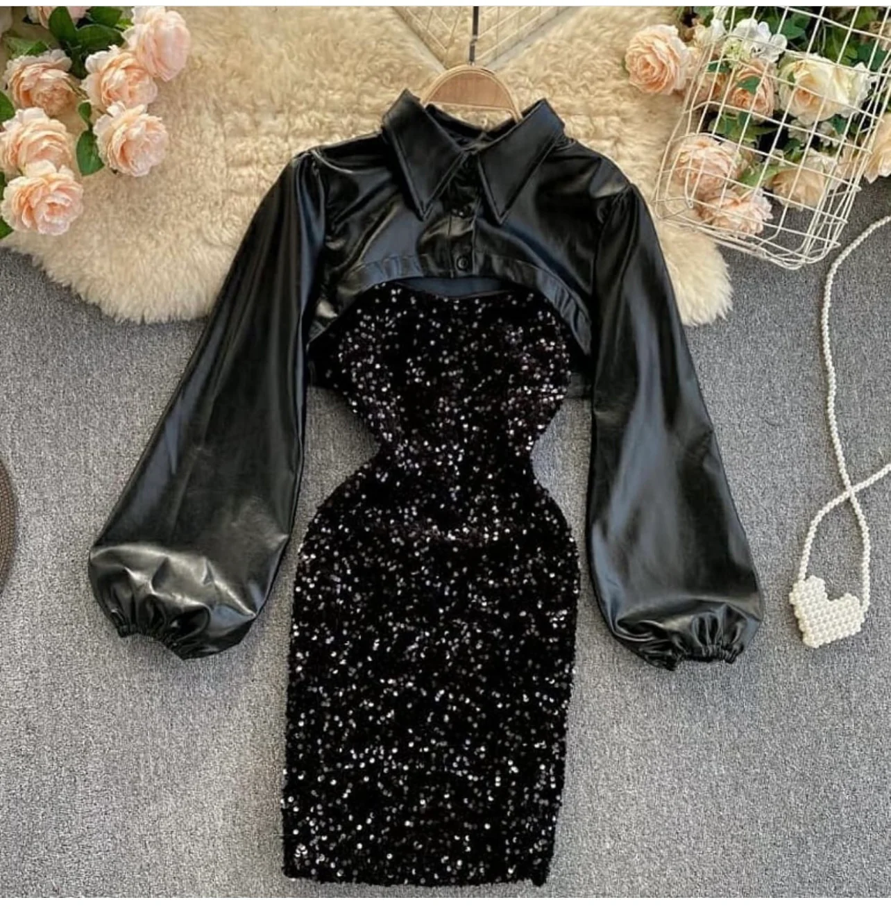 Sequins dress with jacket - Image 4