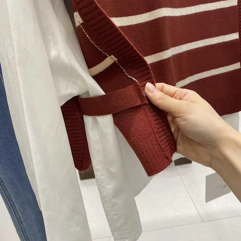 Spring autumn sweater with shirt - Image 5