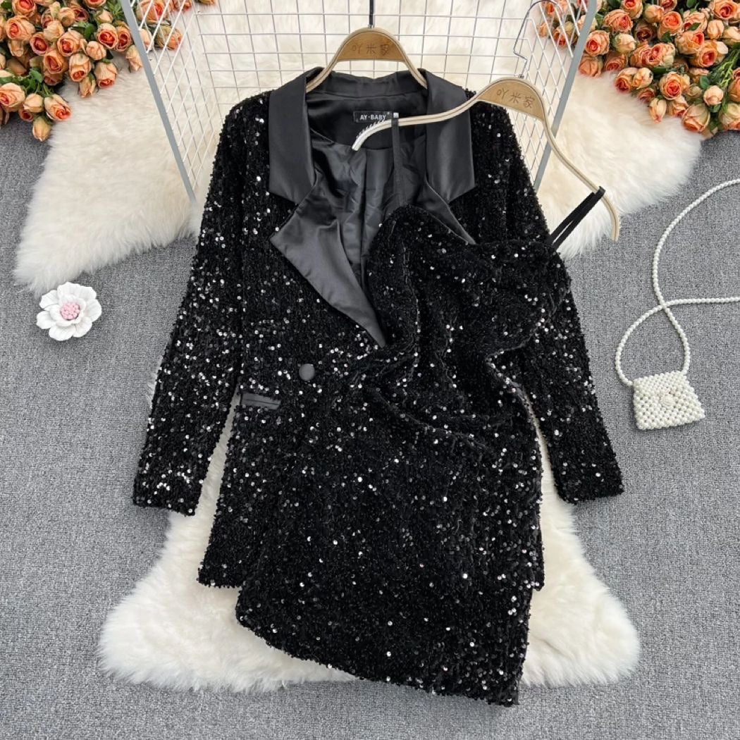 Starry Whisper Sequin Dress with blazer  Set - Image 3