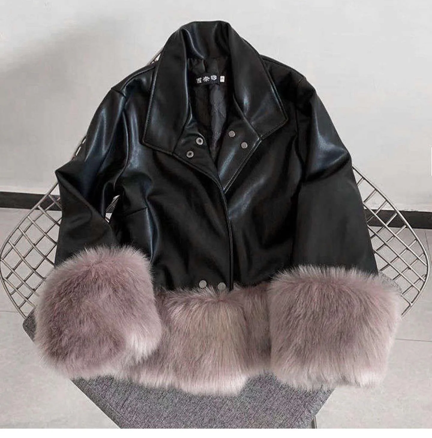Statement Leather Fur Jacket - Image 5