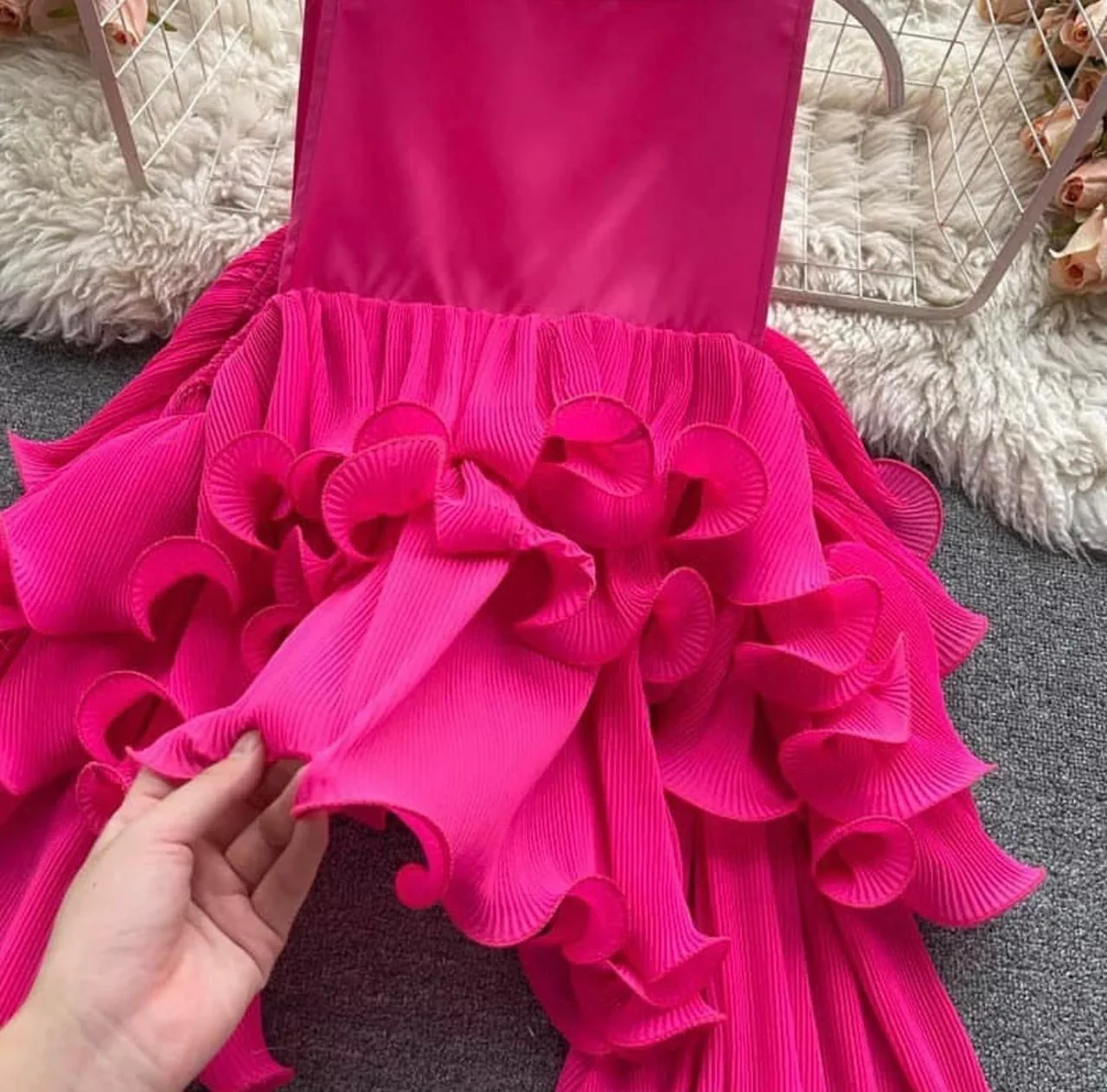 Tropical Draped Ruffle Top - Image 3