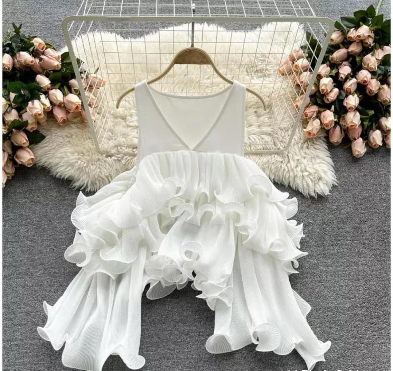 Tropical Draped Ruffle Top - Image 4