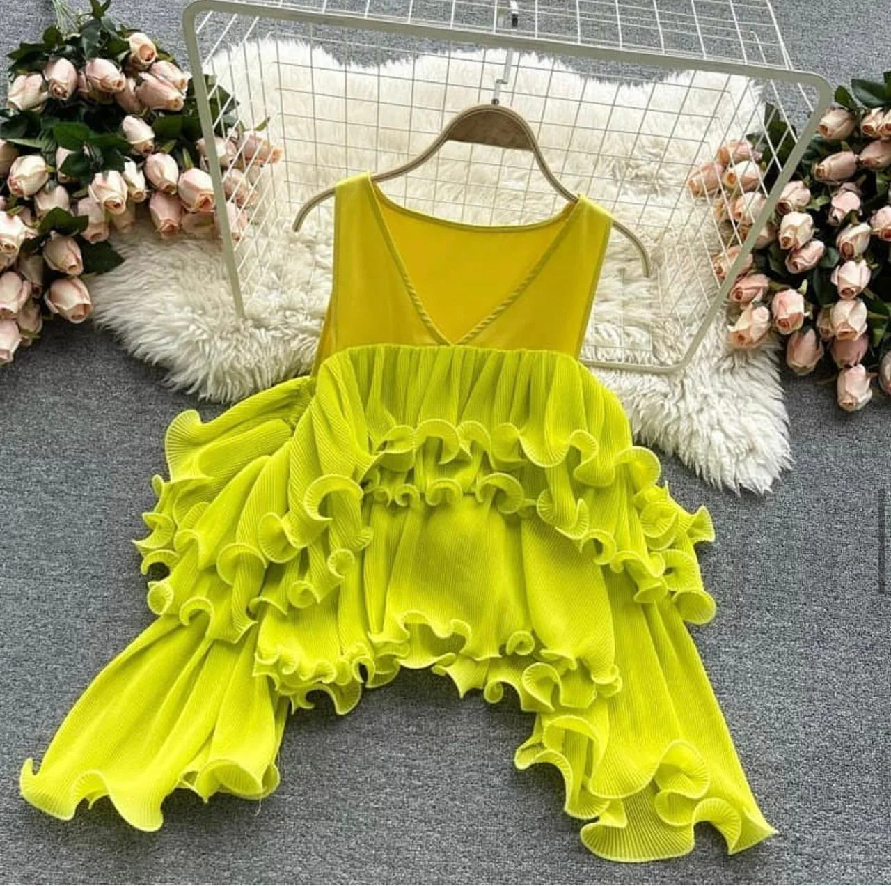Tropical Draped Ruffle Top - Image 5