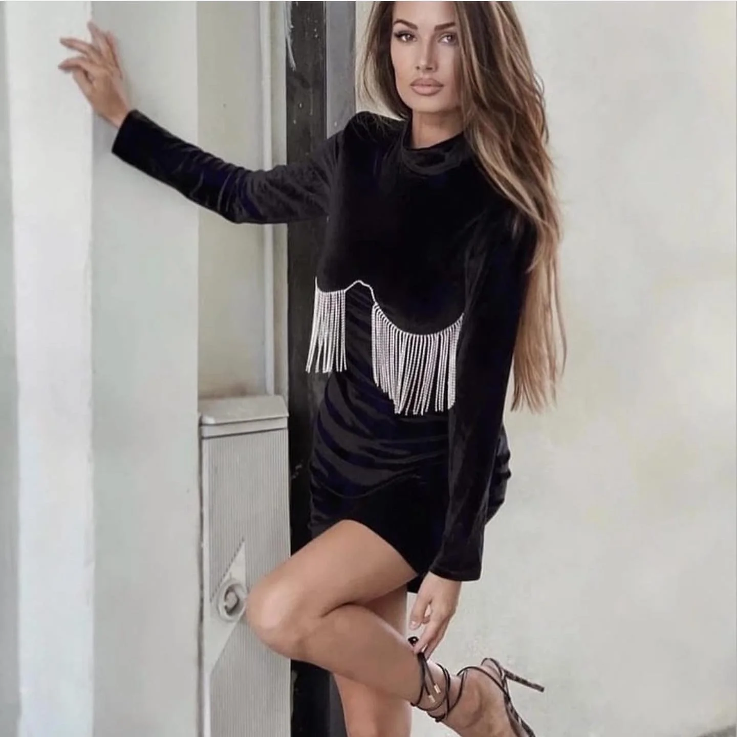 Velvet Tassel Dress - Image 5