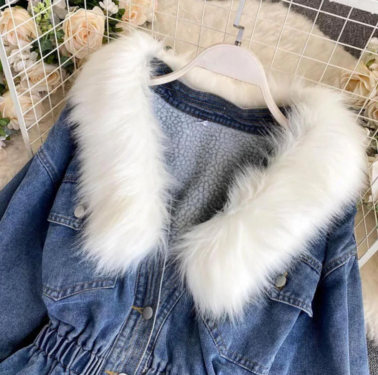 Warm Denim Fur Jacket - Image 4