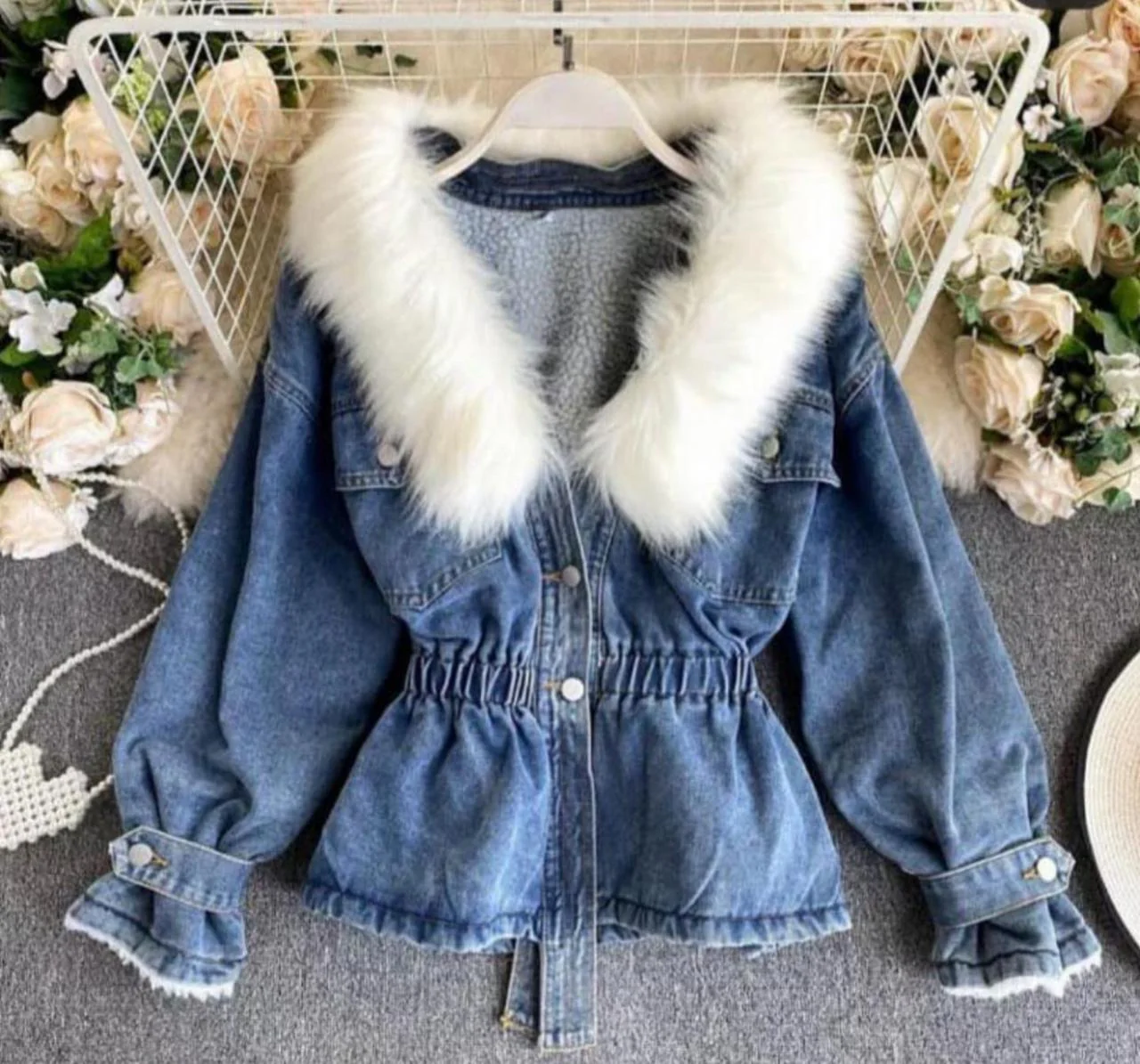 Warm Denim Fur Jacket - Image 7