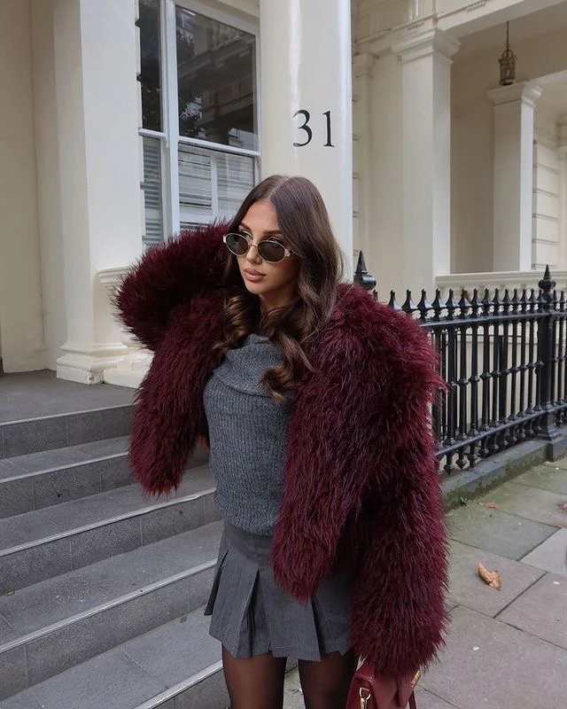 Wine Fur Luxe Jacket - Image 2