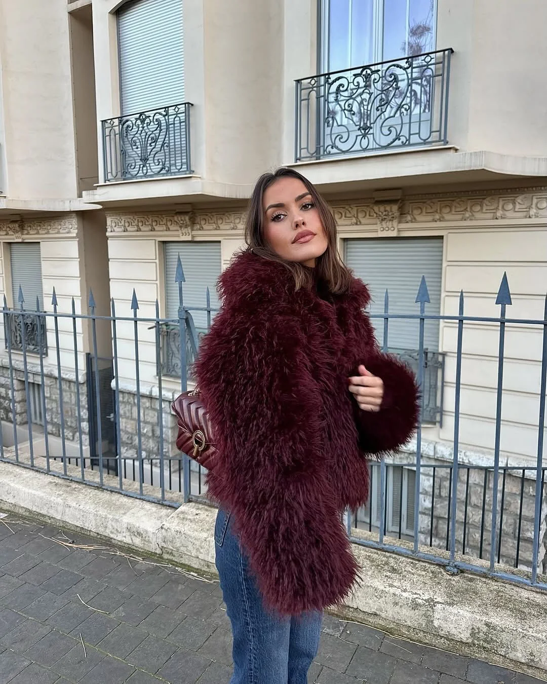 Wine Fur Luxe Jacket - Image 3