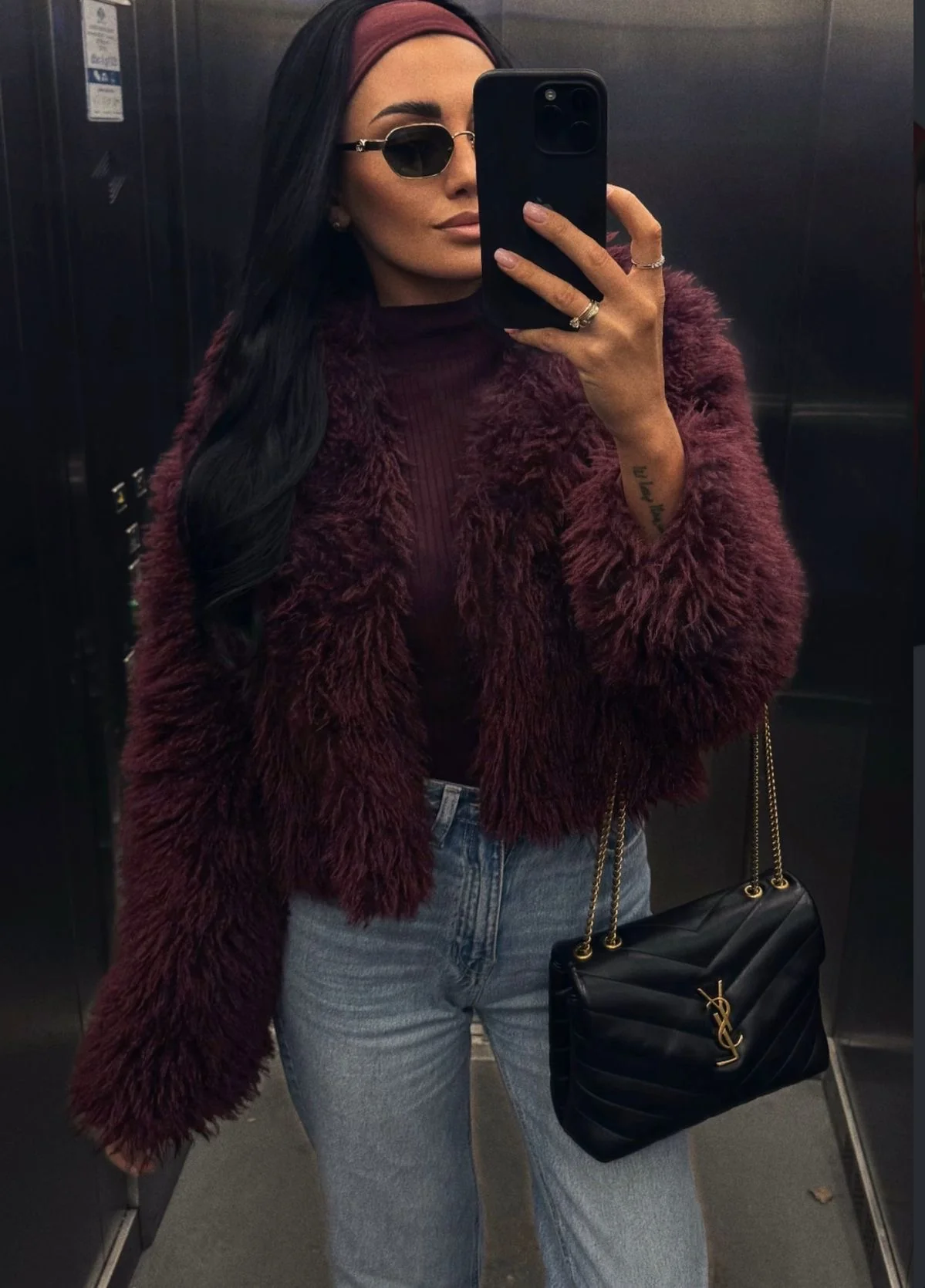 Wine Fur Luxe Jacket - Image 4