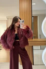 Wine Fur Luxe Jacket - Image 6