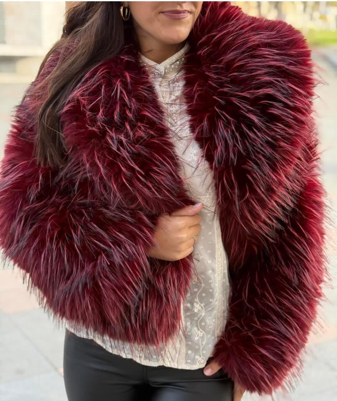 Wine Fur Luxe Jacket - Image 7