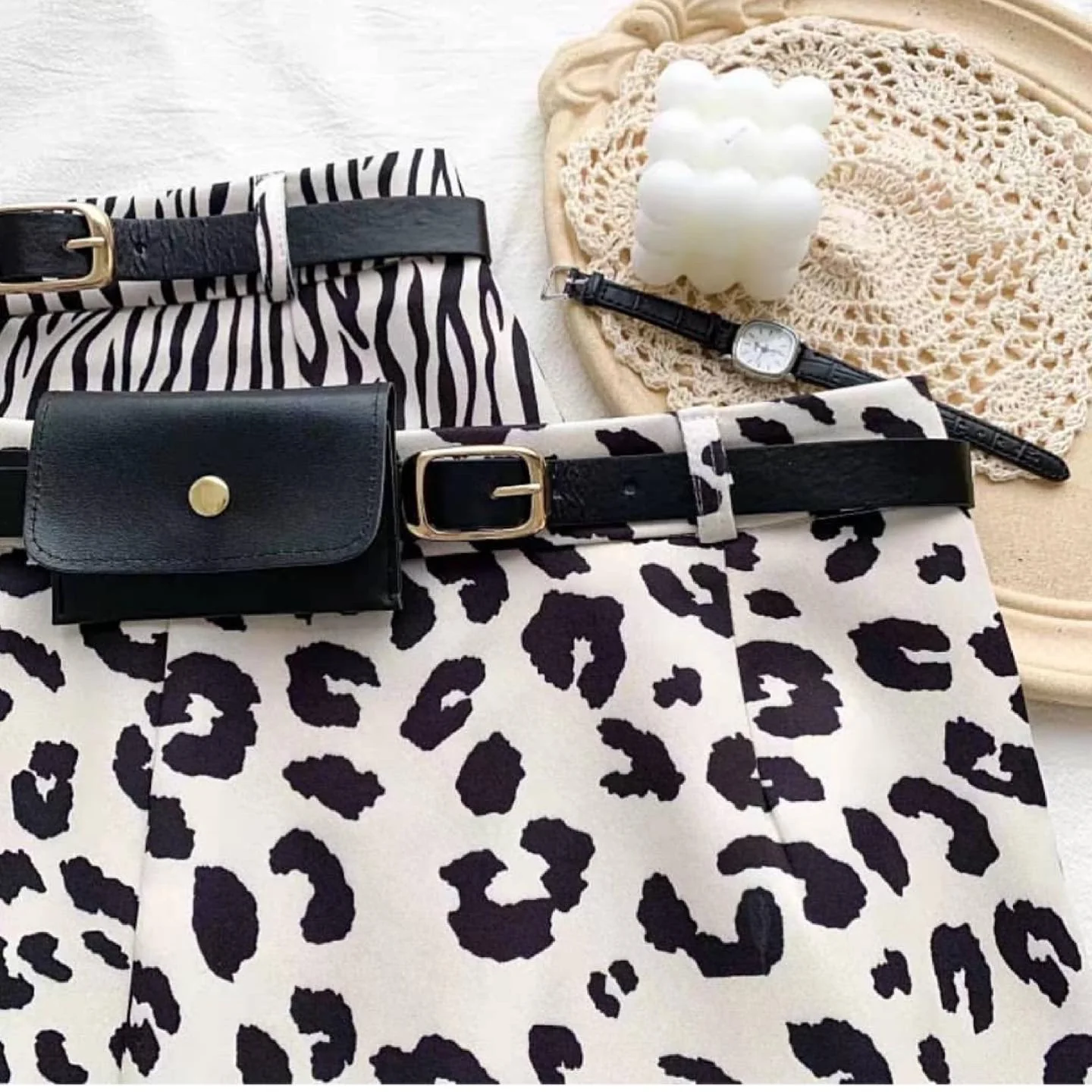Zebra print bag belted skirt - Image 2