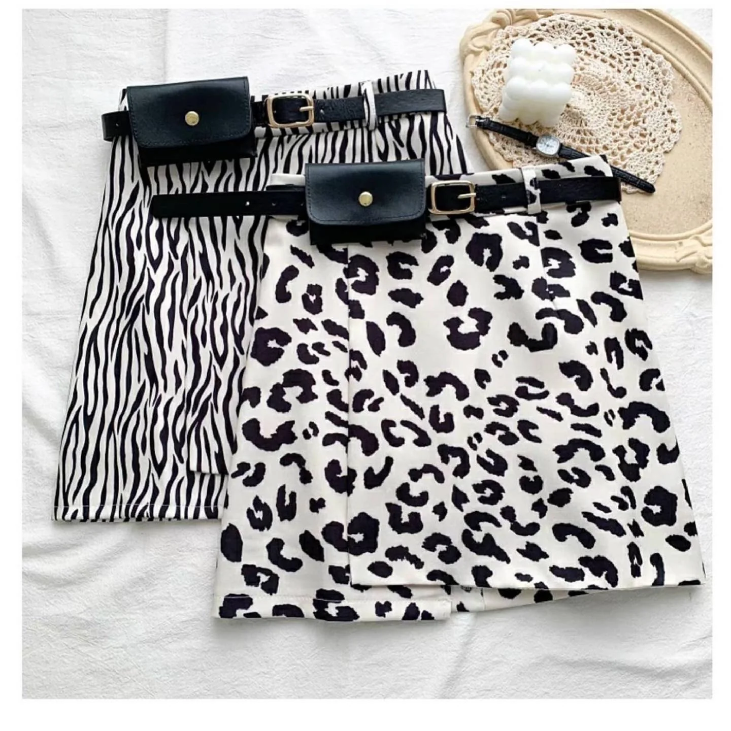 Zebra print bag belted skirt - Image 4