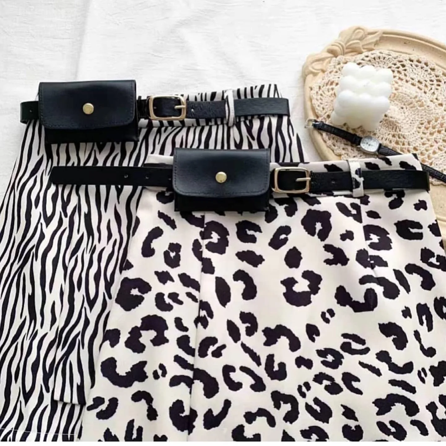 Zebra print bag belted skirt - Image 5